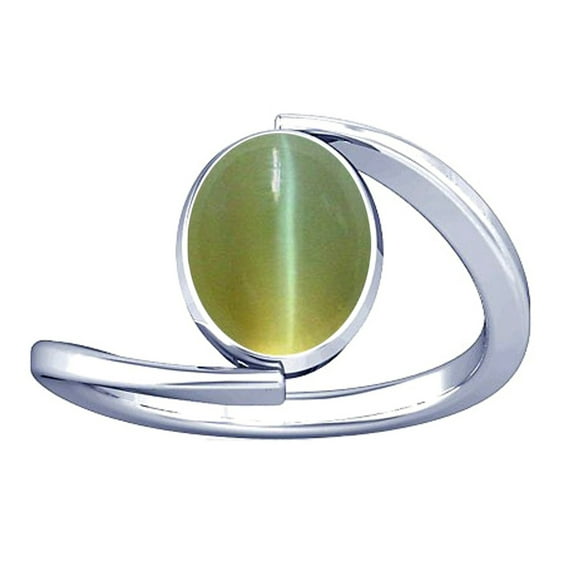 Divya Shakti 6.25-6.50 Carat Cat's eye Lehsuniya Gemstone Silver Ring for Women
