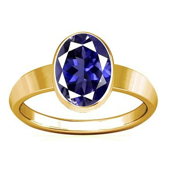 Divya Shakti 6.25-6.50 Carat Iolite Plain Design Ring (Neeli Stone Panchadhatu Plain Design Ring)(4.75)