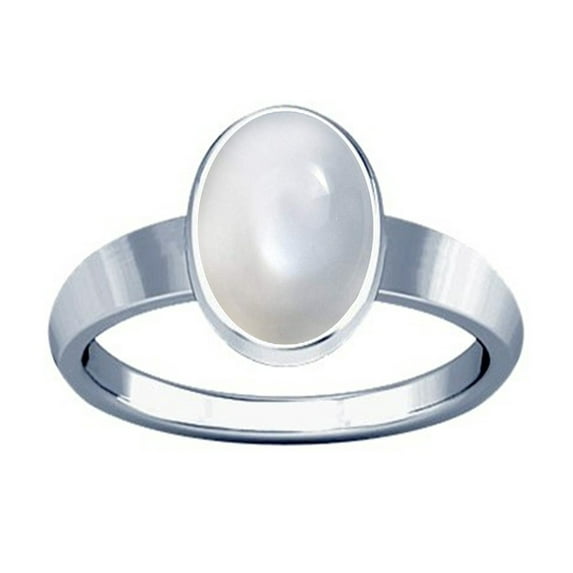 Divya Shakti 6.25-6.50 Carat Moonstone Plain Design Ring (Chandramani Silver Plain Design Ring)(9.5)
