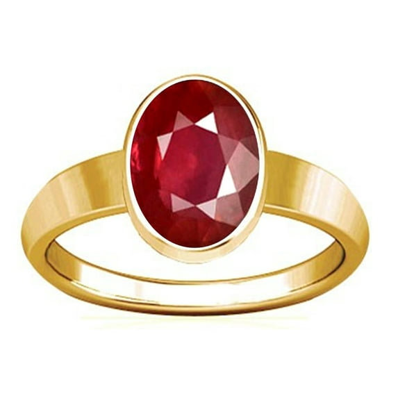 Divya Shakti 6.25-6.50 Carat Ruby Plain Design Ring (Maanik Manikya Stone Panchadhatu Plain Design Ring)(8.75)