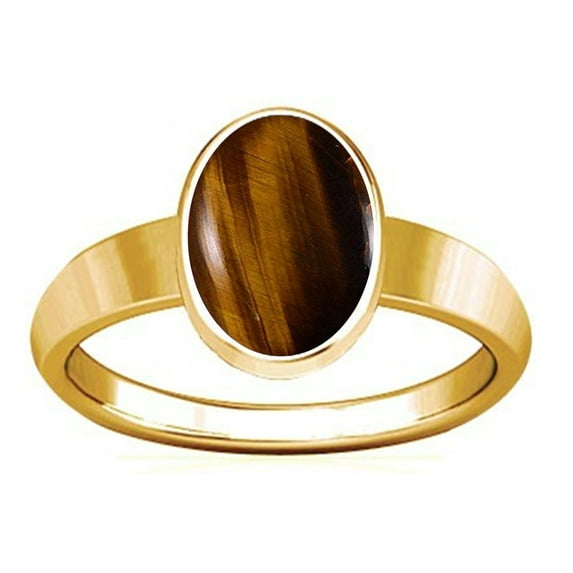 Divya Shakti 6.25-6.50 Carat Tiger's Eye Panchadhatu Plain Design Ring ( Chitti Stone Plain Design Ring )(6.25)
