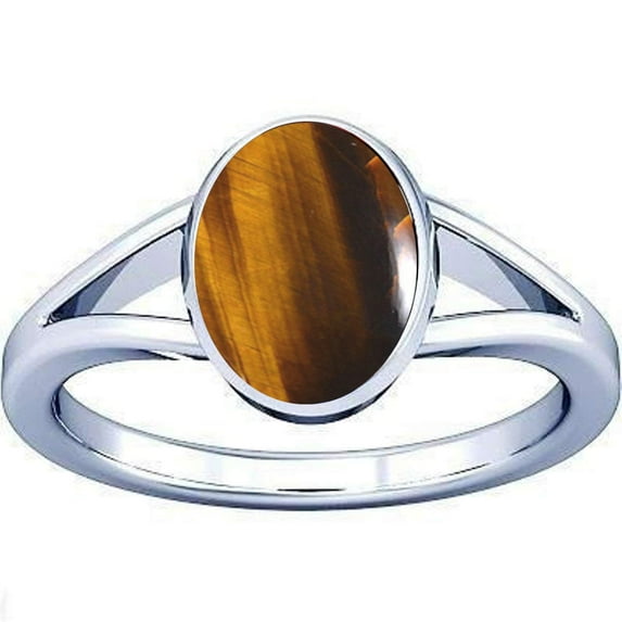 Divya Shakti 6.25-6.50 Carat Tiger's eye Chitti Gemstone Silver Ring For Men & Women