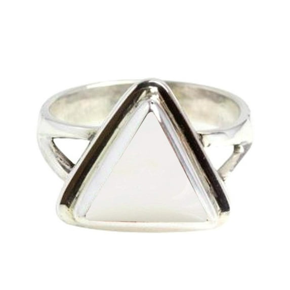 Divya Shakti 6.25-6.50 Carat Triangle White Coral White Moonga Gemstone Silver Ring For Men & Women