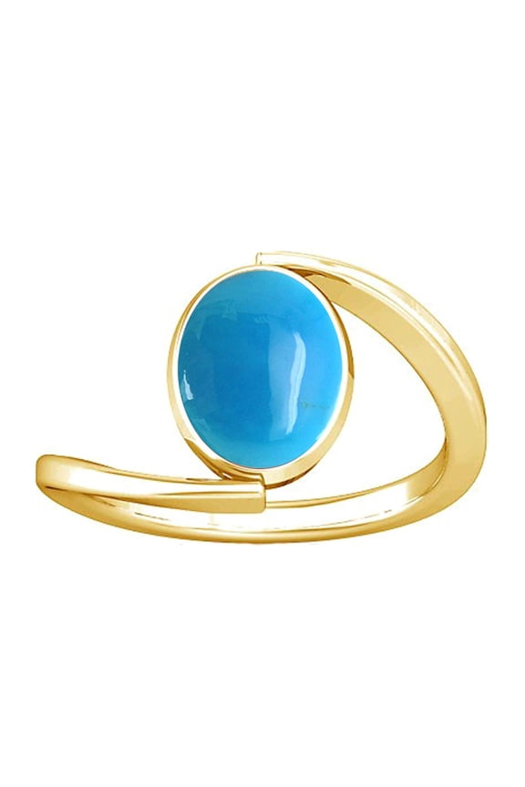 6.25-6.50 Carat Turquoise Feroza Gemstone Panchdhatu Ring for Women