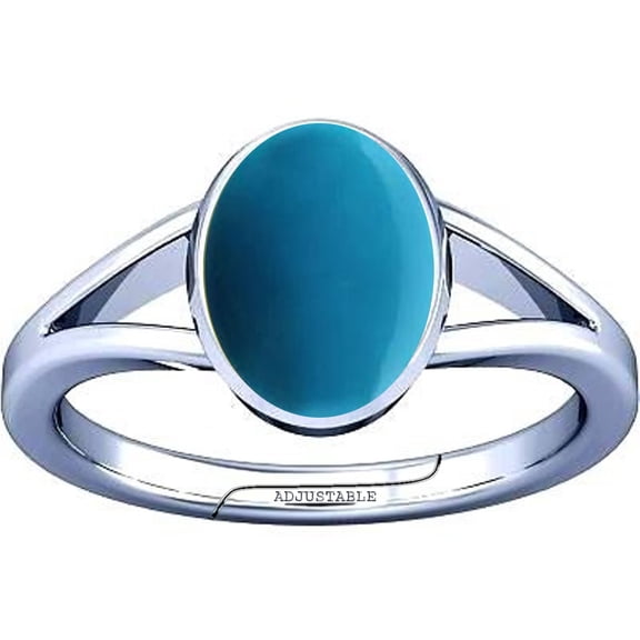 Divya Shakti 6.25-6.50 Carat Turquoise Feroza Gemstone Silver Adjustable for Mens & Womens