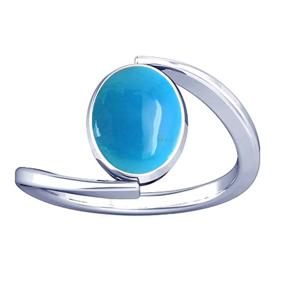 Divya Shakti 6.25-6.50 Carat Turquoise Feroza Gemstone Silver Ring for Women