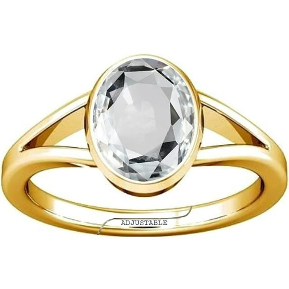 Divya Shakti 6.25-6.50 Carat White Sapphire Safed Pukhraj Gemstone Panchdhatu Adjustable Ring for Mens & Womens
