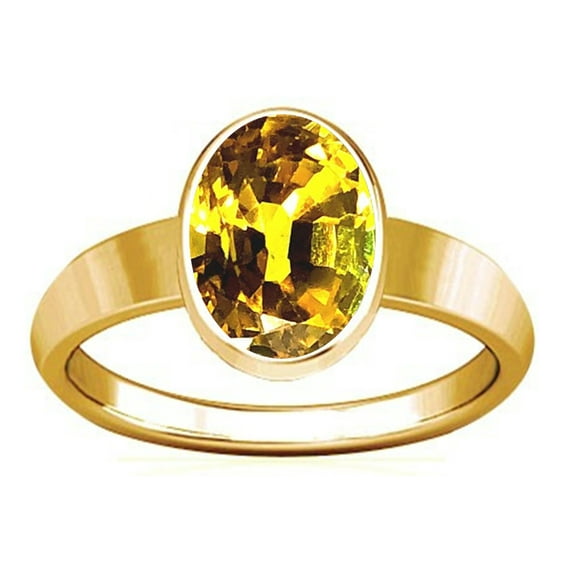 Divya Shakti 6.25-6.50 Carat Yellow Sapphire Plain Design Ring (Pukhraj Stone Panchadhatu Plain Design Ring)(3)