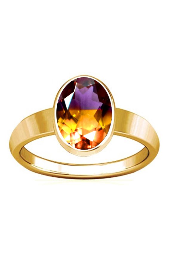7.25-7.50 Carat Ametrine Gemstone Panchadhatu Plain Design Ring(3.5)