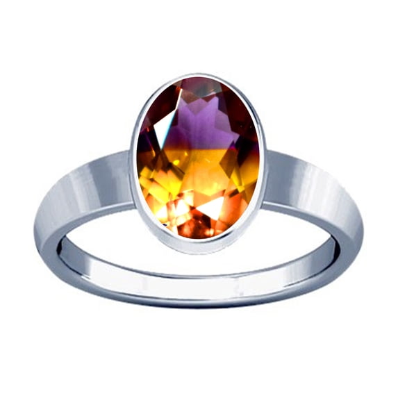 Divya Shakti 7.25-7.50 Carat Ametrine Gemstone Silver Plain Design Ring(4.5)