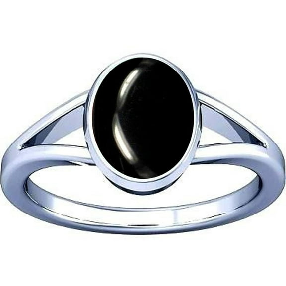 Divya Shakti 7.25-7.50 Carat Black agate Kala hakik Gemstone Silver Ring For Men & Women