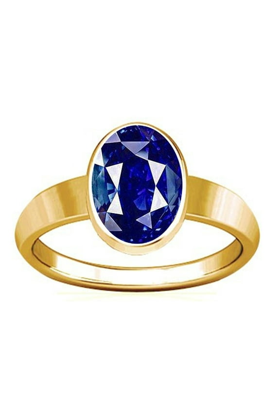7.25-7.50 Carat Blue Sapphire Plain Design Ring (Nilam/Neelam Stone Panchadhatu Plain Design Ring)(3.25)