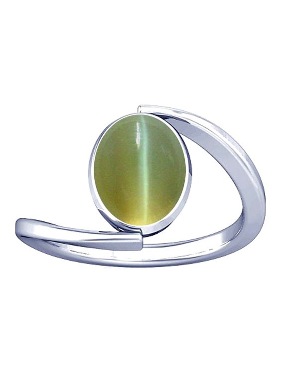 7.25-7.50 Carat Cat's eye Lehsuniya Gemstone Silver Ring for Women