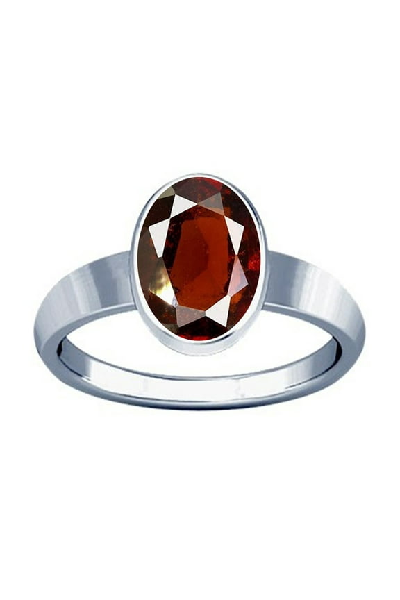 7.25-7.50 Carat Hessonite ( GOMED STONE Plain Design Ring )( Made in Silver )(5)
