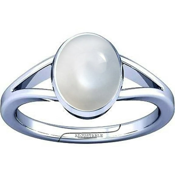 Divya Shakti 7.25-7.50 Carat Moonstone/ Chandramani Gemstone Silver Adjustable Ring for Mens & Womens