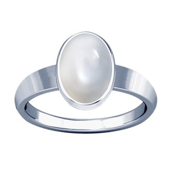 Divya Shakti 7.25-7.50 Carat Moonstone Plain Design Ring (Chandramani Silver Plain Design Ring)(3.5)