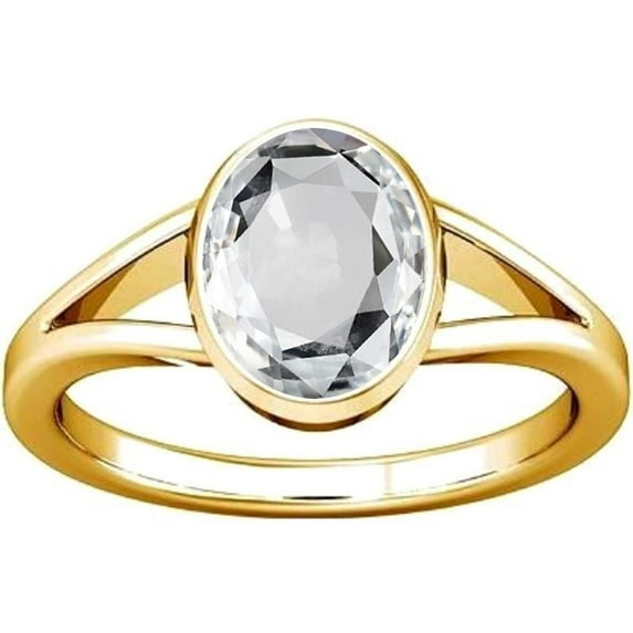 Divya Shakti 7.25-7.50 Carat White Sapphire Safed Pukhraj Gemstone Panchdhatu Alloy Ring for Mens & Womens (6.75)