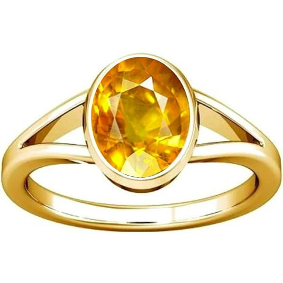 Divya Shakti 7.25-7.50 Carat Yellow Sapphire Pukhraj Gemstone Panchdhatu Ring For Men & Women