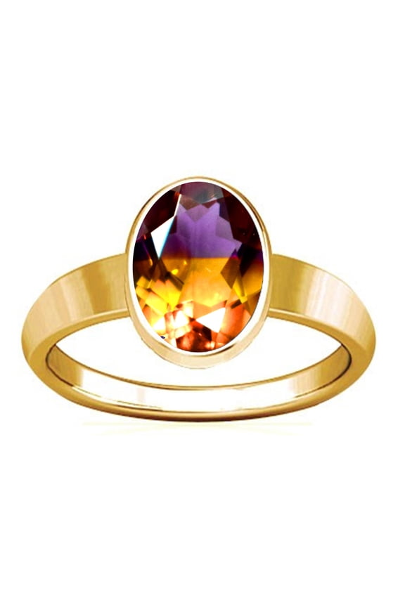 8.25-8.50 Carat Ametrine Gemstone Panchadhatu Plain Design Ring(3.75)