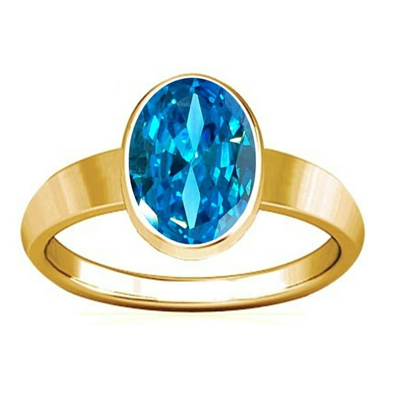 Divya Shakti 8.25-8.50 Carat Aquamarine Beruj Stone Panchadhatu Plain Design Ring(7.5)
