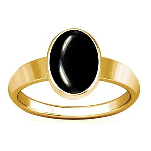 Divya Shakti 8.25-8.50 Carat Black Agate/Kala Hakik/Haqiq/Akik Stone Panchadhatu Plain Design Ring(3.25)
