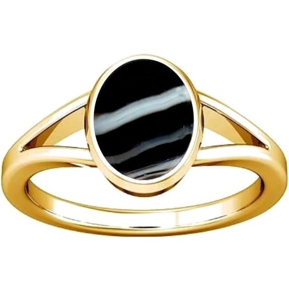 Divya Shakti 8.25-8.50 Carat Black Chalcedony Sulemani Hakik Gemstone Panchdhatu Ring For Men & Women