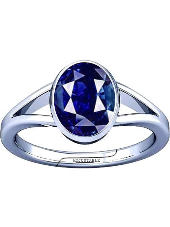 8.25-8.50 Carat Blue Sapphire Neelam Nilam Gemstone Silver Adjustable Ring for Mens & Womens