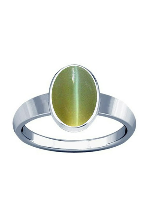 8.25-8.50 Carat CAT EYE / LEHSUNIYA SILVER Plain Design Ring(6)