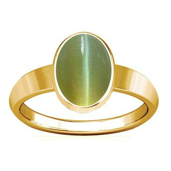 Divya Shakti 8.25-8.50 Carat CAT'S EYE Panchadhatu Plain Design Ring ( LEHSUNIA STONE Plain Design Ring )(3.25)
