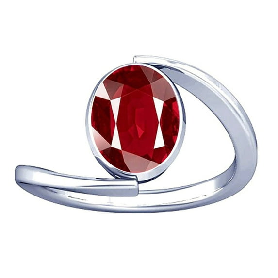 Divya Shakti 8.25-8.50 Carat Ruby Manik Manikya Gemstone Silver Ring for Women