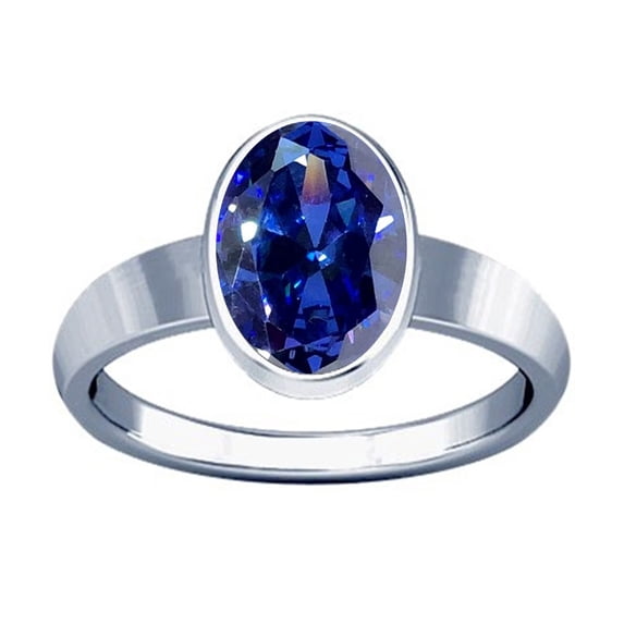 Divya Shakti 8.25-8.50 Carat Tanzanite Stone Silver Plain Design Ring(3.25)