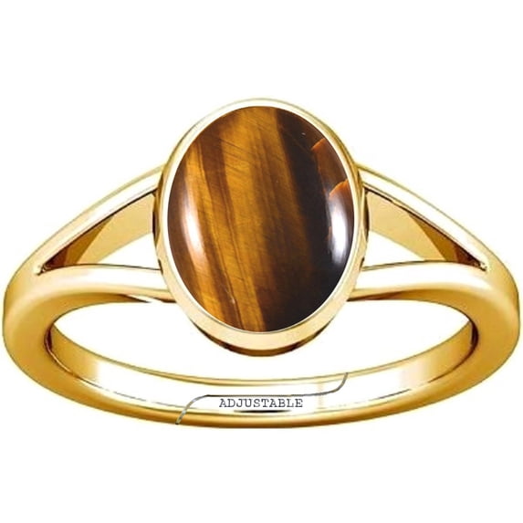 Divya Shakti 8.25-8.50 Carat Tiger's eye Chitti Gemstone Panchdhatu Adjustable Ring for Mens & Womens