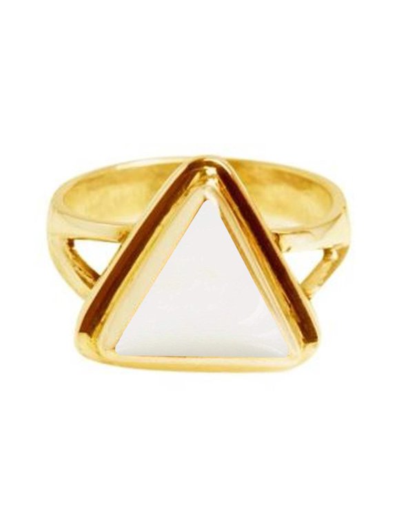 8.25-8.50 Carat Triangle White Coral White Moonga Gemstone Panchdhatu Ring For Men & Women