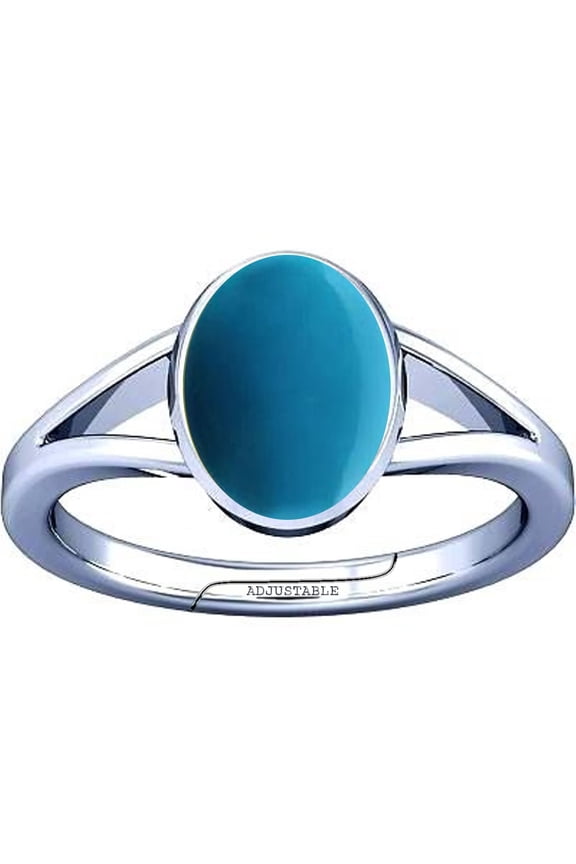 8.25-8.50 Carat Turquoise Feroza Gemstone Silver Adjustable for Mens & Womens