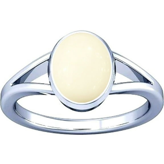 Divya Shakti 8.25-8.50 Carat White Coral Moonga Munga Gemstone Silver Ring For Men or Women.