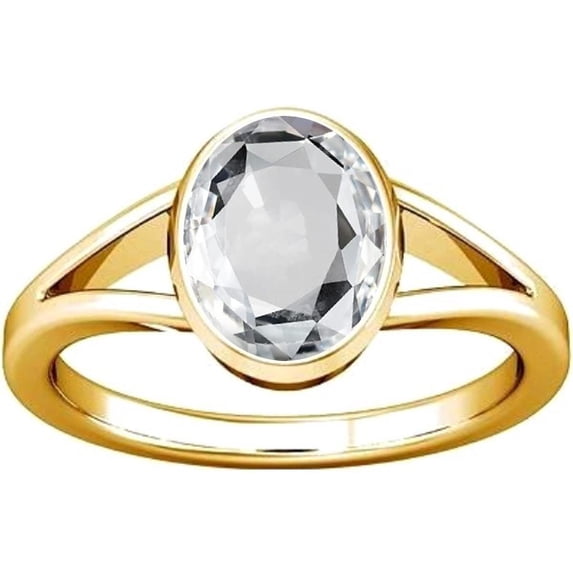 Divya Shakti 8.25-8.50 Carat White Sapphire Safed Pukhraj Gemstone Panchdhatu Alloy Ring for Mens & Womens (12.25)