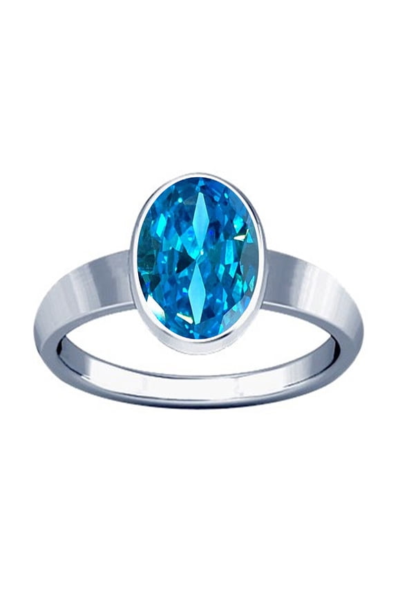 9.25-9.50 Carat Aquamarine Beruj Stone Silver Plain Design Ring(7.75)