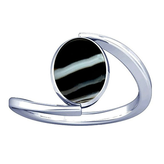 Divya Shakti 9.25-9.50 Carat Black Chalcedony Sulemani Hakik Gemstone Silver Ring for Women
