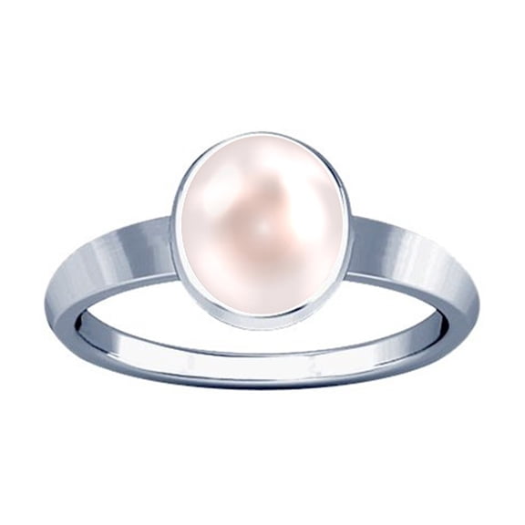 Divya Shakti 9.25-9.50 Carat Pearl Silver Plain Design Ring (Moti Mukta Silver Plain Design Ring)(7)