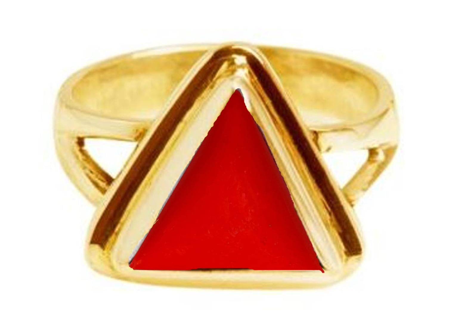 Moonga ring in silver coral silver ring triangle