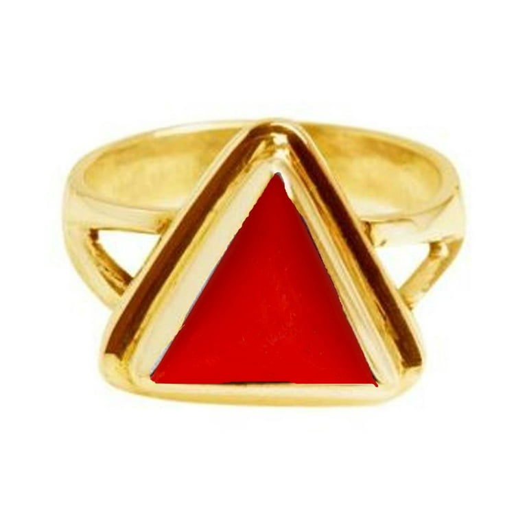 Divya Shakti 9.25 9.50 Carat Triangle Red Coral Red Moonga Gemstone Panchdhatu Ring For Men Women
