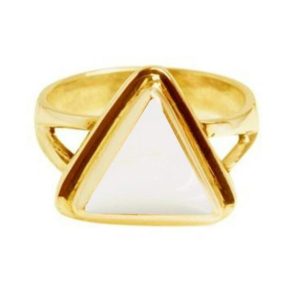 Divya Shakti 9.25-9.50 Carat Triangle White Coral White Moonga Gemstone Panchdhatu Ring For Men & Women