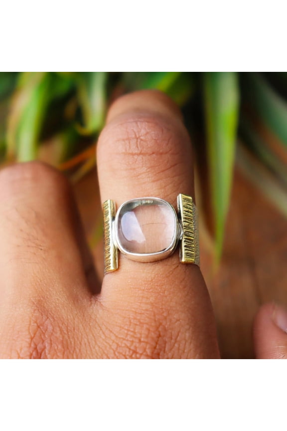 Divya Shakti Clear Quartz Gemstone Ring, 925 Sterling Silver Ring, Band Ring, Men/Women Ring, Healing Crystal Gemstone Ring, Personalized Gift For Her,