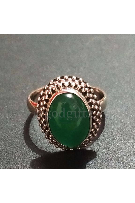 Divya Shakti Natural Green Onyx Ring,925 Sterling Silver, Handmade Gemstone Ring, Cocktail Ring ,Statement Ring ,Gift for her ,Oval Shape Green Onyx Ring