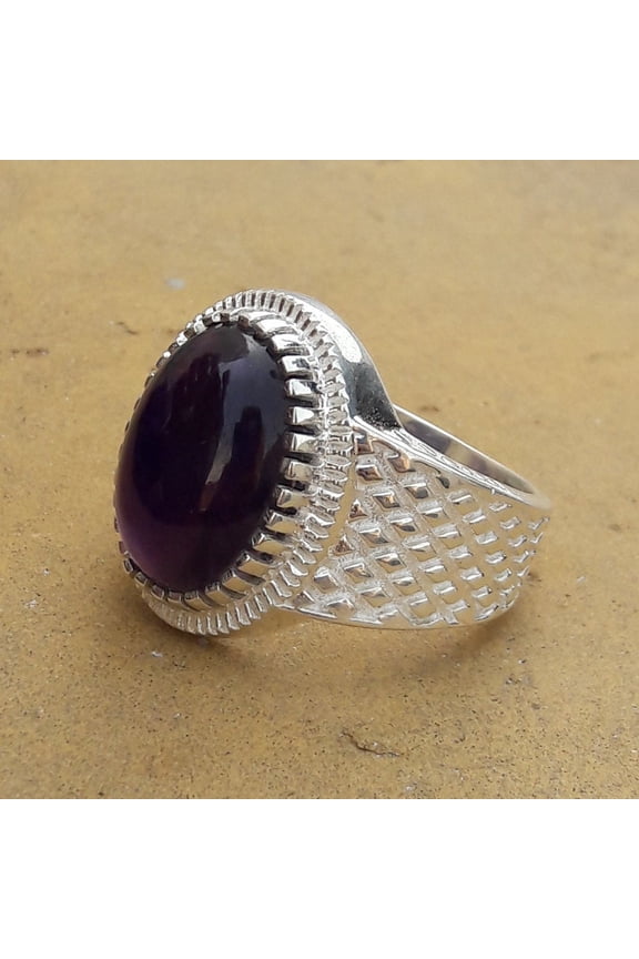 Sterling Silver Amethyst Ring: Handmade Cocktail Style, Mens Jewelry