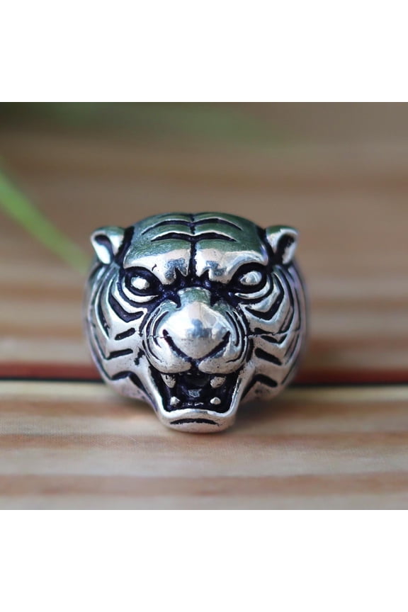 Tiger Head Ring, 925 Silver Ring, Animal Jewelry, Statement Ring, Men's Silver Ring, Gothic Ring, Animal Ring, Jungle Cat Ring, Biker Ring