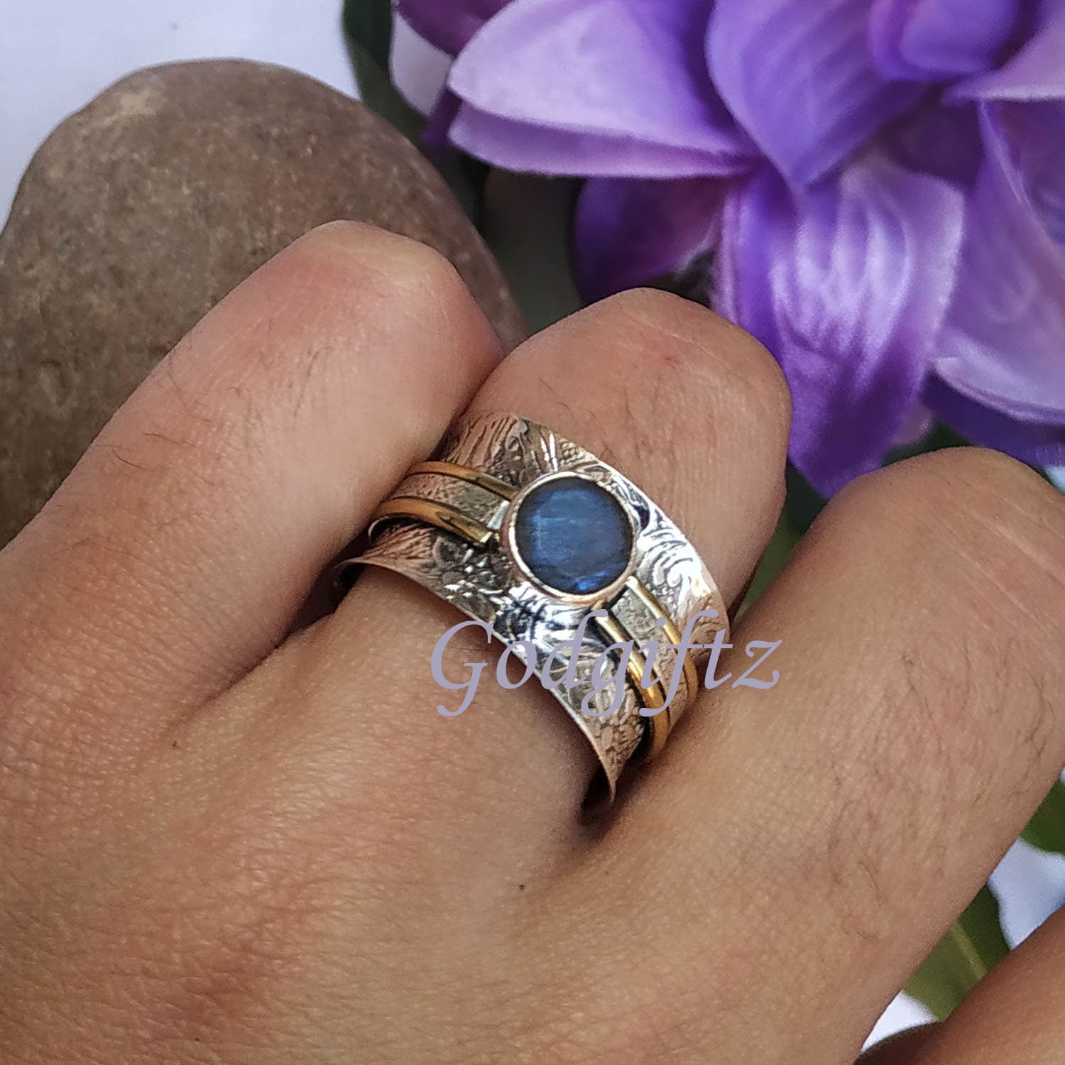 Divyansh Jewels Blue Labradorite Spinner Ring – Handmade Sterling ...
