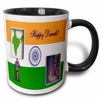 3drose, Diwali, 15oz Two-tone Black Mug