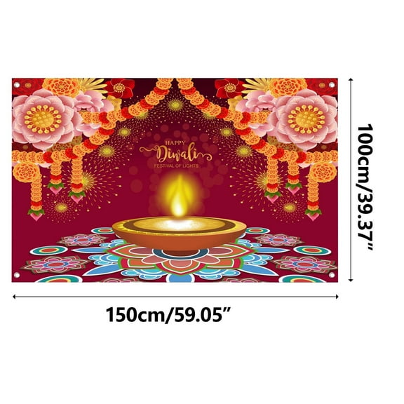 Diwali Decorations under $5! Xqxayjr Happy Diwali Background Banner, Festival of Lights Party Decorations, Deepavali Photo Booth Backdrop, Indian Cultural Celebration Supplies for Home Temple