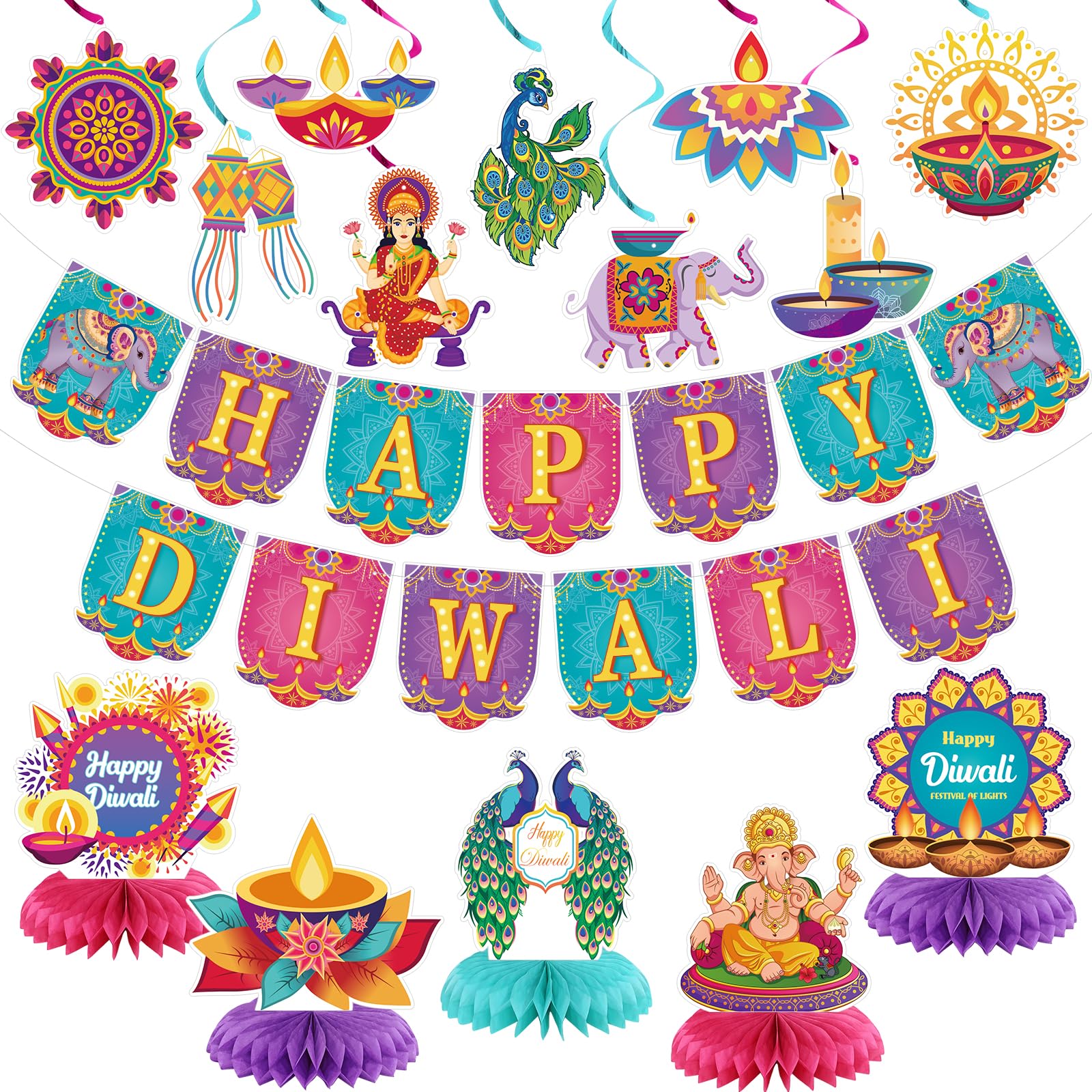 Diwali Decorations for Home, STF9 Happy Diwali Banner with Diwali